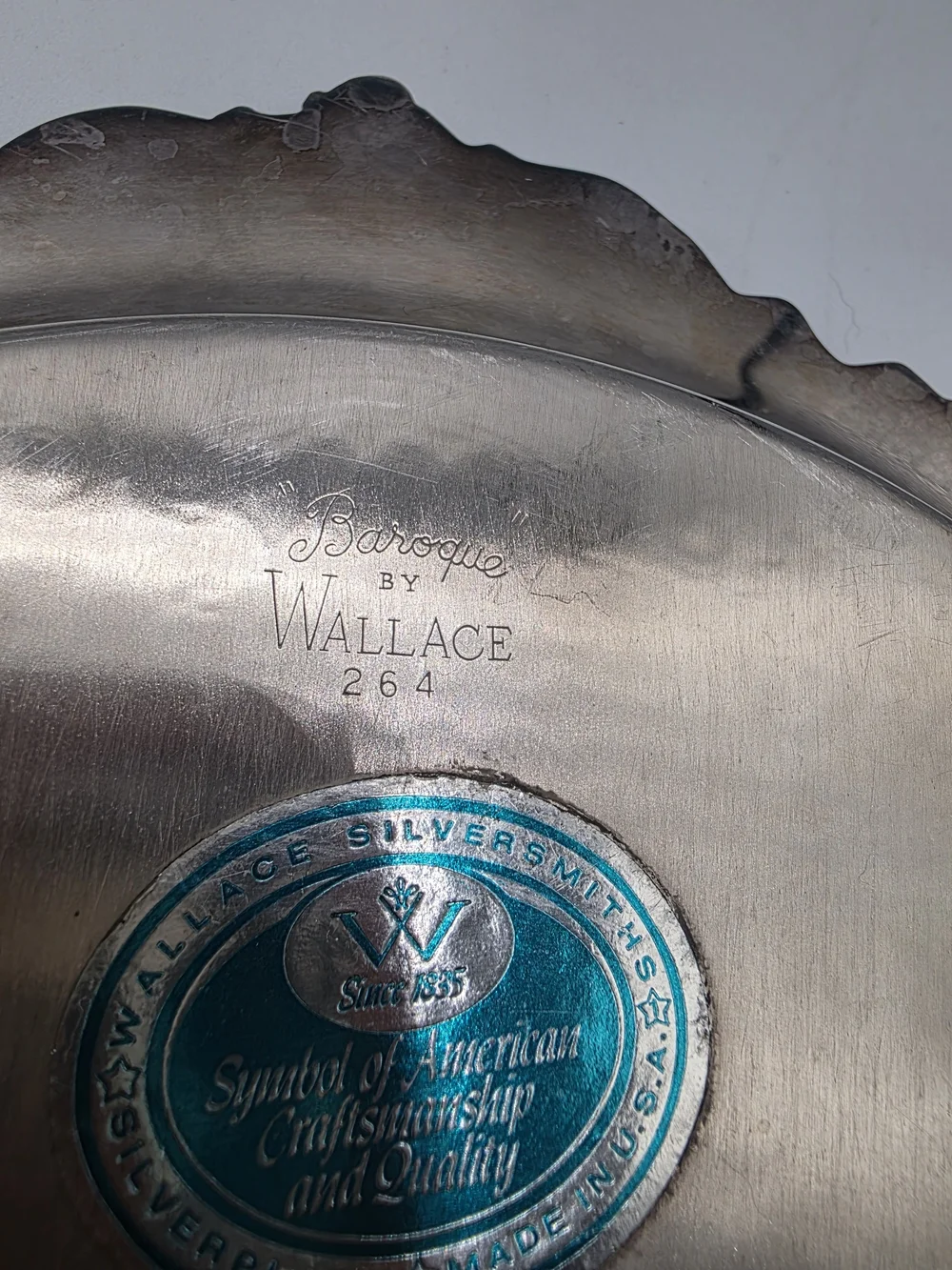 Vintage Wallace Baroque #264 Silver-Plated Serving Tray - 9 3/4